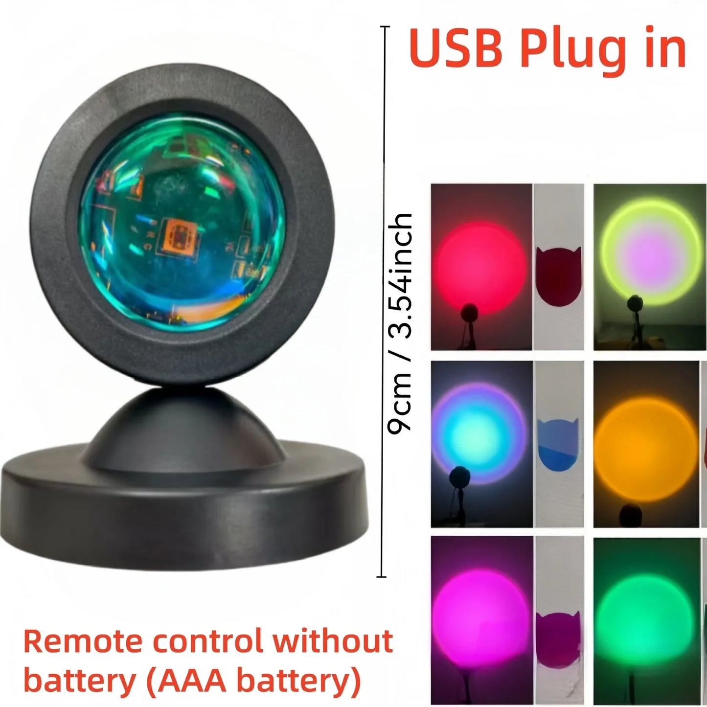 1PC Sunset Light Projection Light with Remote Control 16-Color Night Light RGB Color Changing LED Light Bedroom Photography Prop