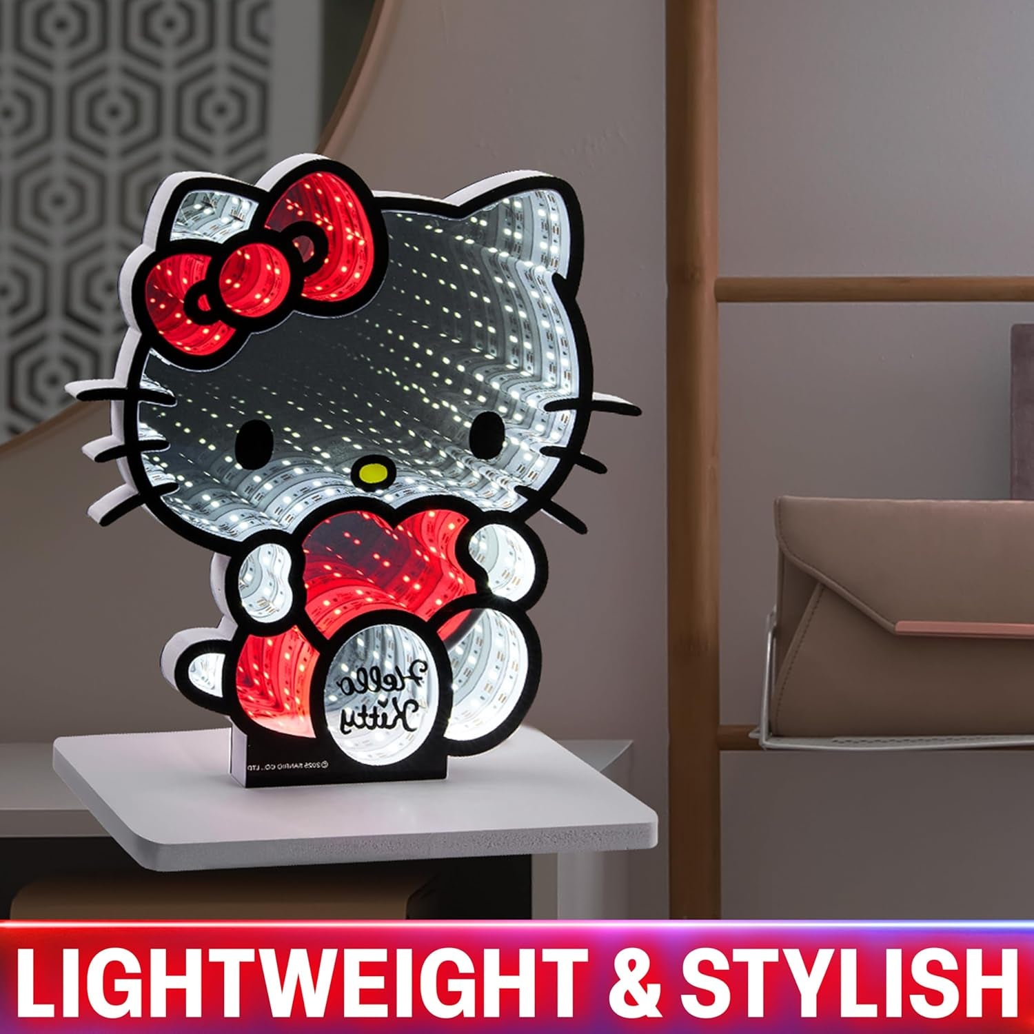 Hello Kitty Sanrio 3D LED Light, Infinity Mirror Effect, USB Night Light, Room Decor, Bedroom Lamp, Kawaii Gifts for Girls Teens Women (Multi Hello Kitty)