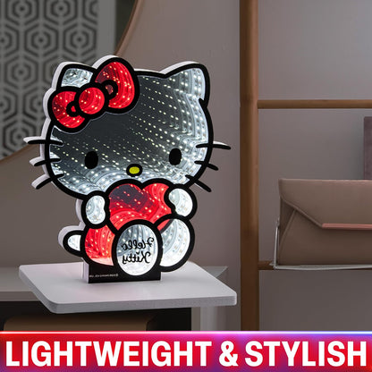 Hello Kitty Sanrio 3D LED Light, Infinity Mirror Effect, USB Night Light, Room Decor, Bedroom Lamp, Kawaii Gifts for Girls Teens Women (Multi Hello Kitty)