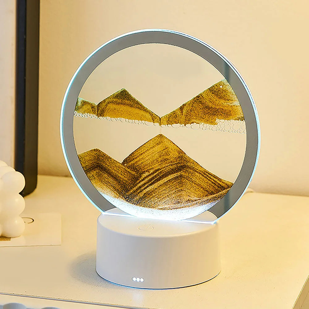 3D Quicksand Lamp Atmosphere Light Ornament Creative Gift Hourglass Night Lamp Table Lamp Office Company Bedroom Decoration