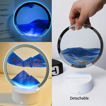 3D Quicksand Lamp Atmosphere Light Ornament Creative Gift Hourglass Night Lamp Table Lamp Office Company Bedroom Decoration