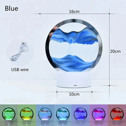 3D Quicksand Lamp Atmosphere Light Ornament Creative Gift Hourglass Night Lamp Table Lamp Office Company Bedroom Decoration