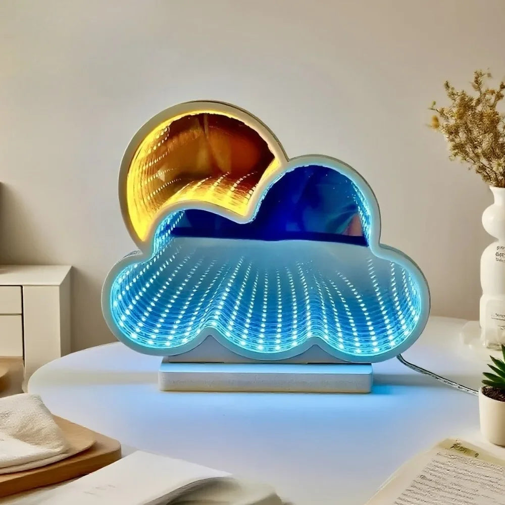 Infinity 3D Mirror LED Sign USB Powered with On/Off Switch -Ambience Lamp for Party Bedroom Living Room Home Decor Creative Gift