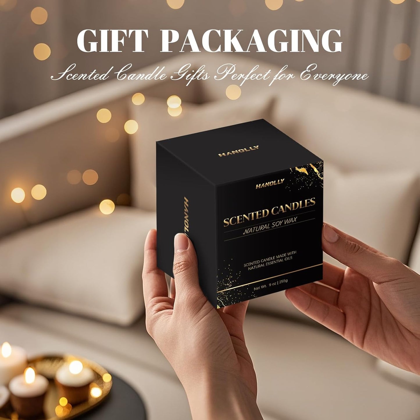 Aember Hotel Candle, 9 Oz Scented Candles for Home Soy Candle Wax, Inspired by the Baccarat Hotels, Luxury Long Lasting Aromatherapy Jar Candle Gifts for Men Women