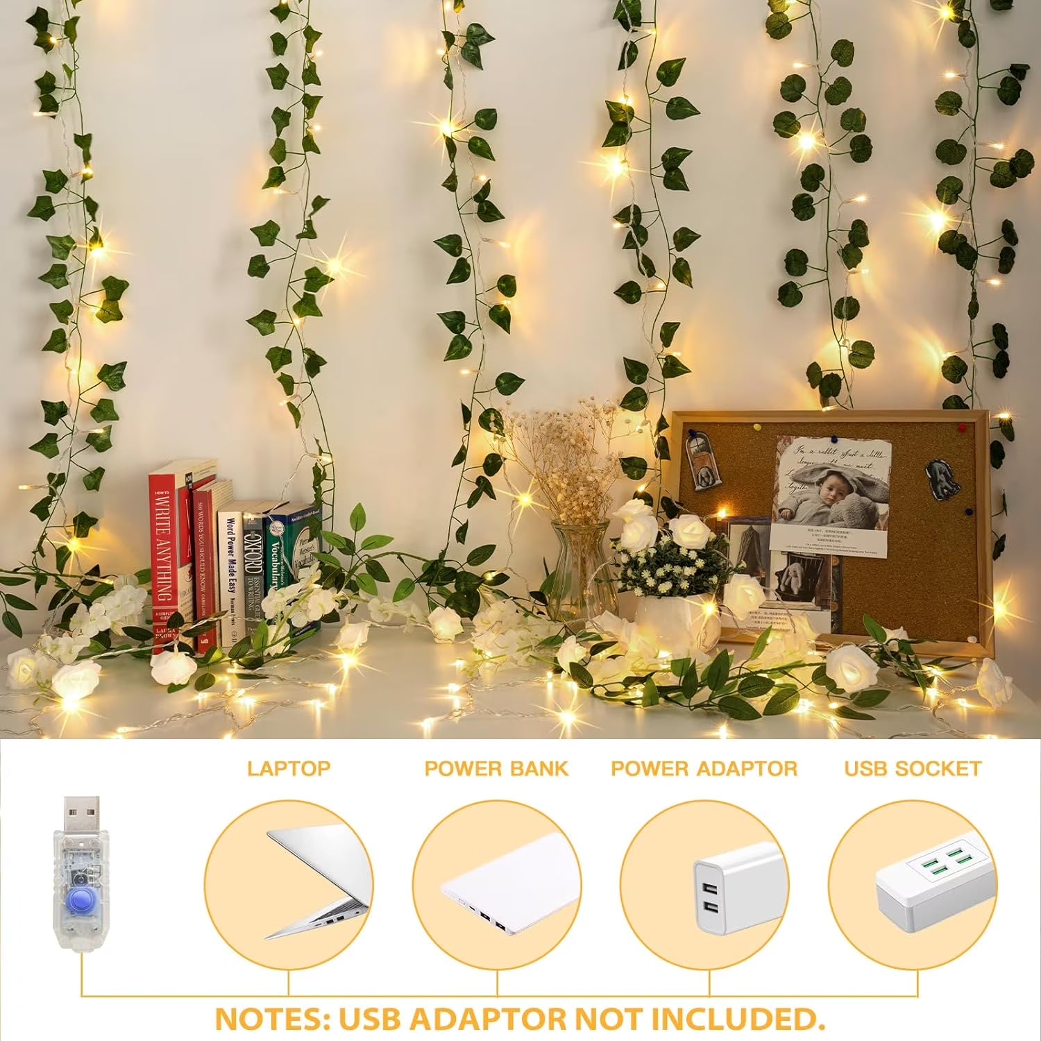 3 Pack 900 LED Curtain Lights, 9.9Ft × 9.9Ft Warm White Curtain String Lights, 8 Modes Twinkle Lights with Remote, USB Hanging Curtain Lights for Bedroom, Window, Wedding, Party