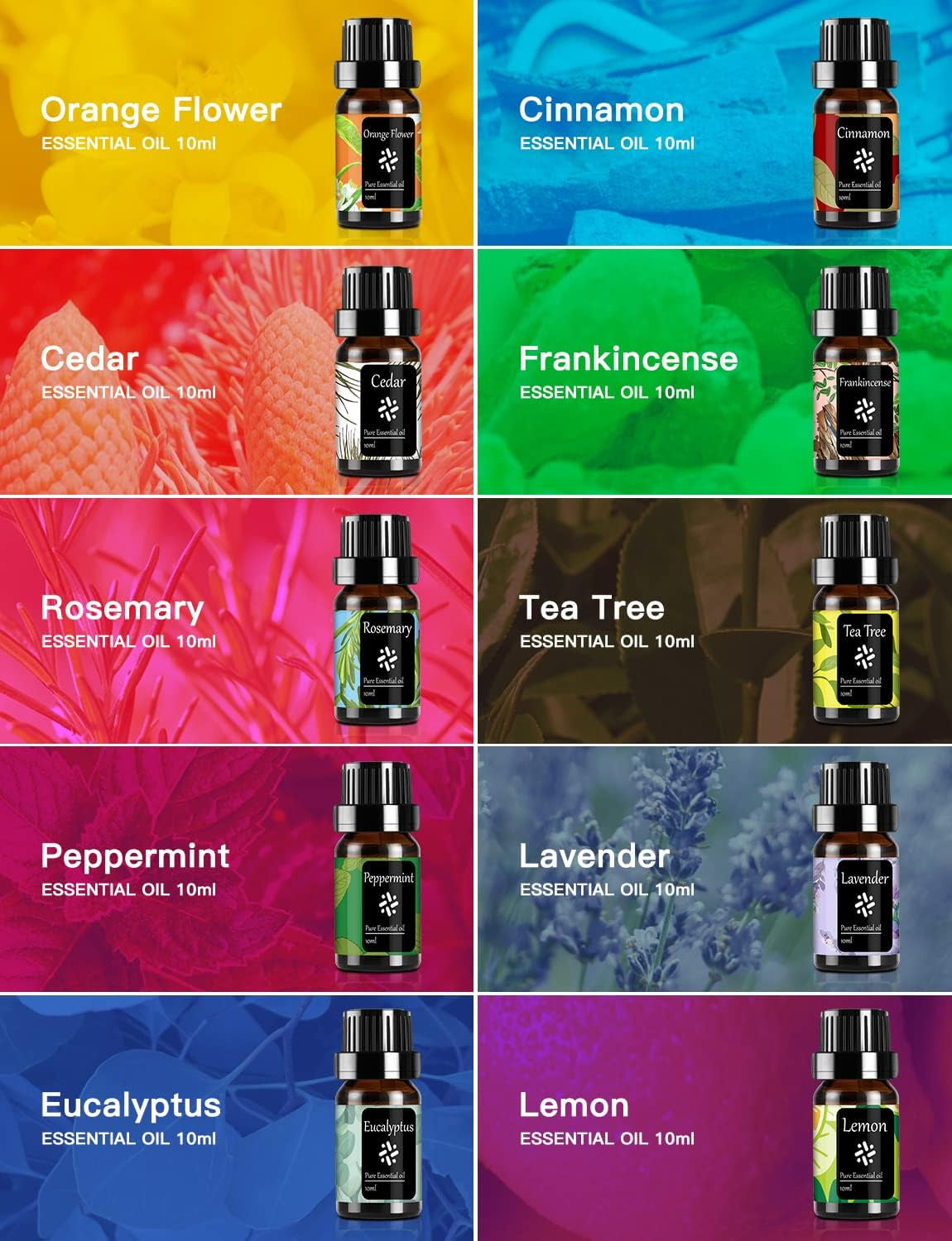 400ML Essential Oil Diffuser with Aromatherapy Oils Set for Office,Home Aroma Diffusers for Essential Oils Large Room with Light & Timer Setting, Air Oil Diffuser Essential Oils Set Quiet for Bedroom