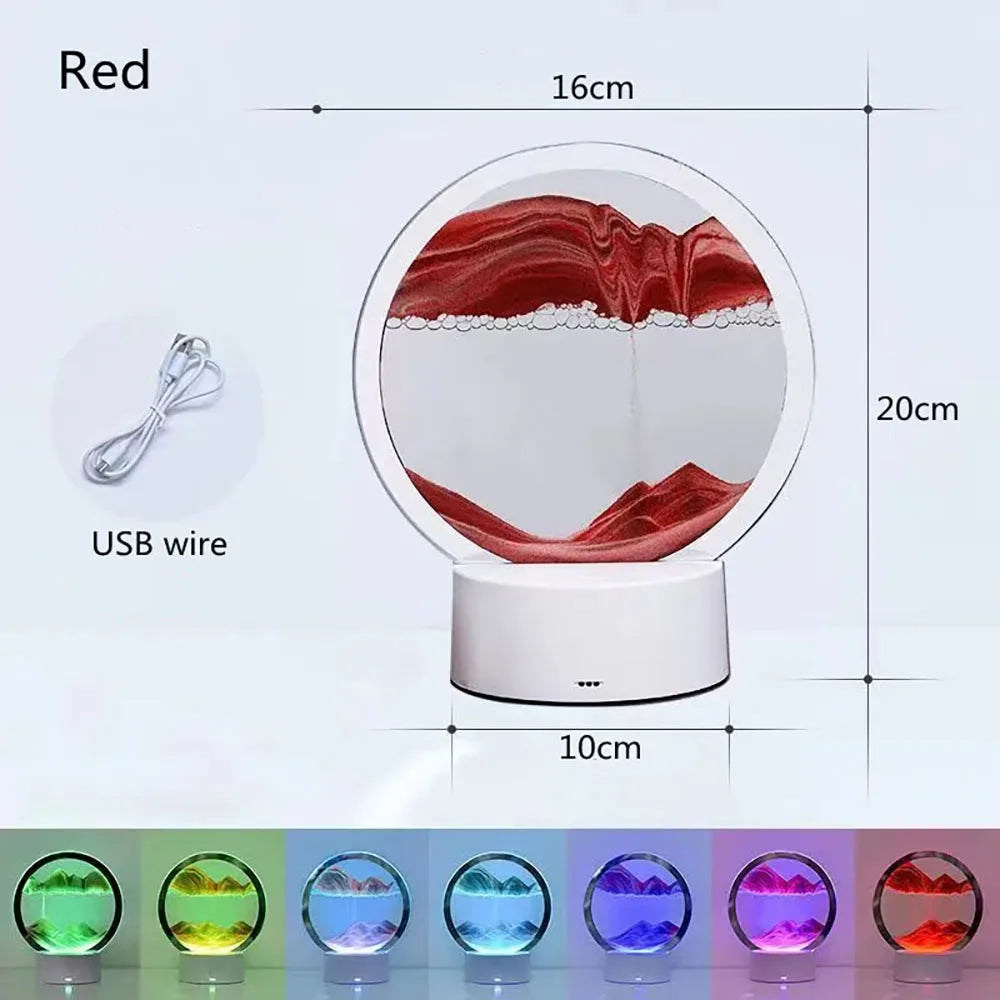 3D Quicksand Lamp Atmosphere Light Ornament Creative Gift Hourglass Night Lamp Table Lamp Office Company Bedroom Decoration