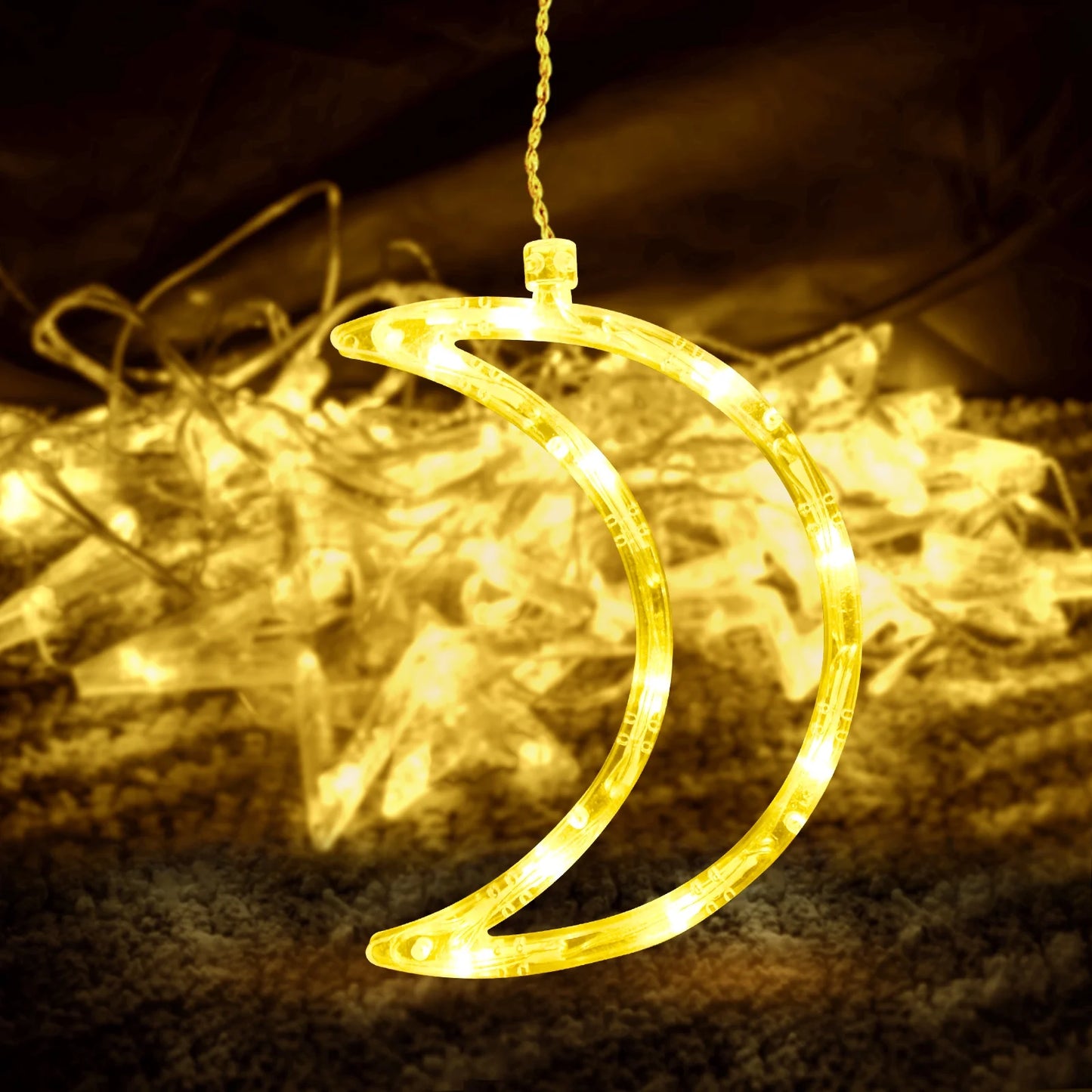 120 LED Curtain String Lights, Star and Moon Lights Fairy Lights, String Hanging with Remote for Bedroom Birthday Wedding Christmas Party Garden Indoor Outdoor Decoration