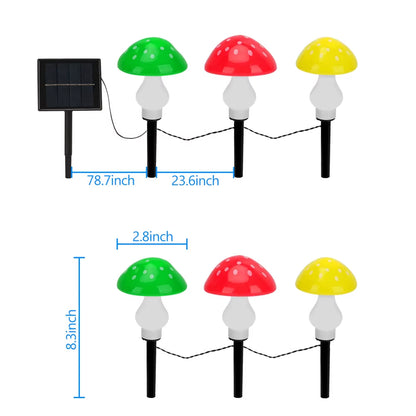 Solar Mushroom Light Garden Outdoor Decor 8 Modes Waterproof Mushroom Lamp Pathway Landscape Yard Easter Halloween Xmas Sunlight