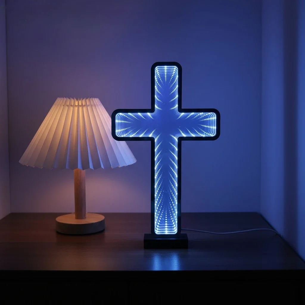 Infinity 3D Mirror LED Sign USB Powered with On/Off Switch -Ambience Lamp for Party Bedroom Living Room Home Decor Creative Gift