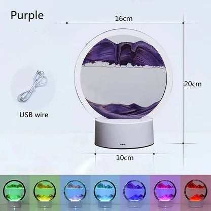 3D Quicksand Lamp Atmosphere Light Ornament Creative Gift Hourglass Night Lamp Table Lamp Office Company Bedroom Decoration