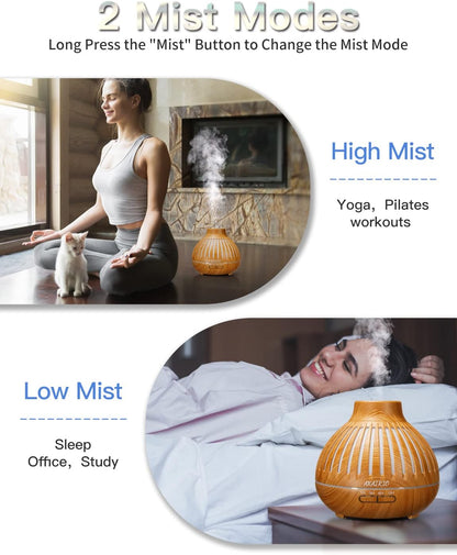 400ML Essential Oil Diffuser with Aromatherapy Oils Set for Office,Home Aroma Diffusers for Essential Oils Large Room with Light & Timer Setting, Air Oil Diffuser Essential Oils Set Quiet for Bedroom