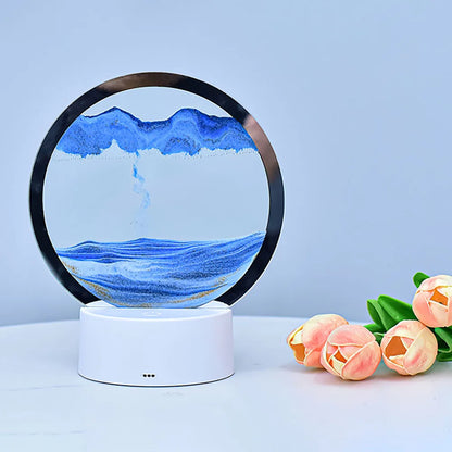 3D Quicksand Lamp Atmosphere Light Ornament Creative Gift Hourglass Night Lamp Table Lamp Office Company Bedroom Decoration
