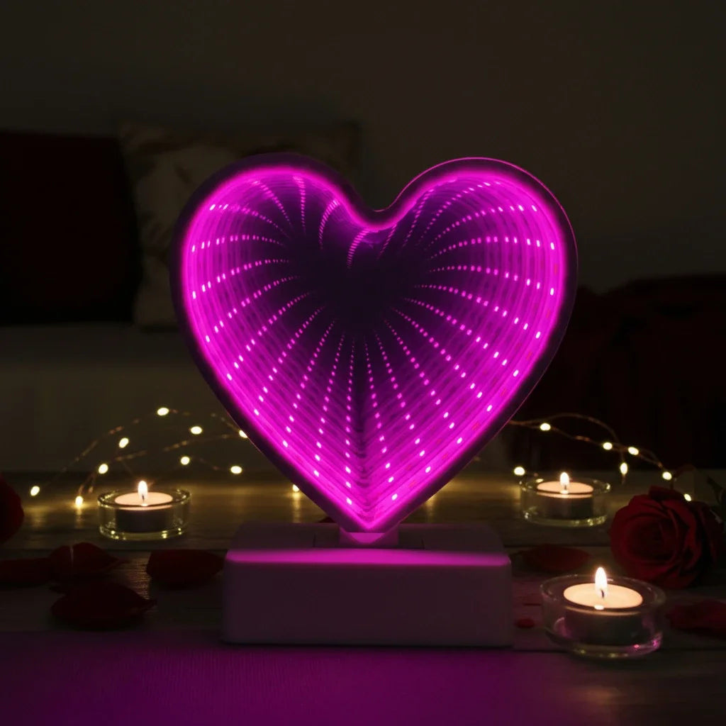 Infinity 3D Mirror LED Sign USB Powered with On/Off Switch -Ambience Lamp for Party Bedroom Living Room Home Decor Creative Gift