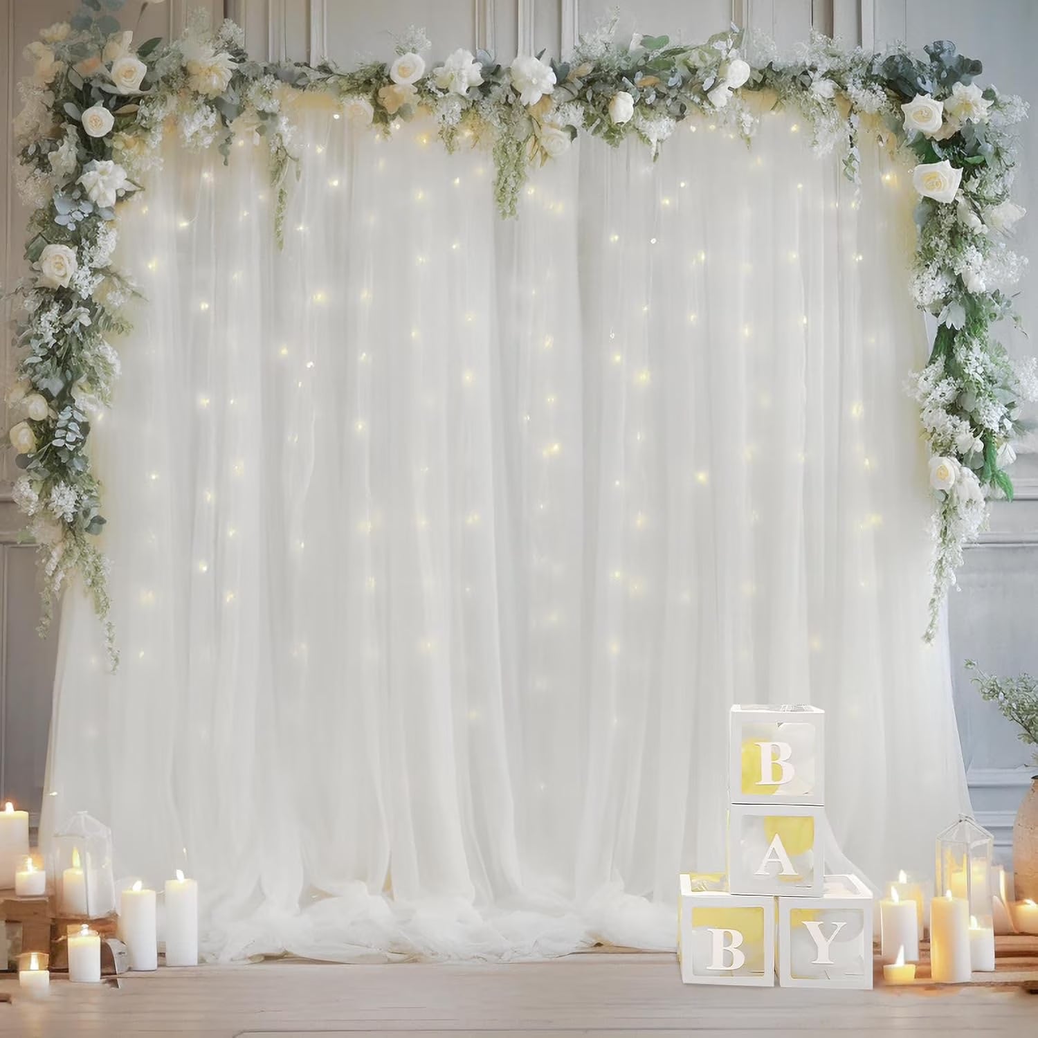 3 Pack 900 LED Curtain Lights, 9.9Ft × 9.9Ft Warm White Curtain String Lights, 8 Modes Twinkle Lights with Remote, USB Hanging Curtain Lights for Bedroom, Window, Wedding, Party