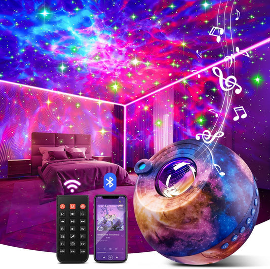 Galaxy Projector for Bedroom Galaxy Projector Night Light Projector, 15-Color Galaxy Light Projector Star Projector for Bedroom, Remote 15 White Noise Sound Machine with Light Ceiling Projector Gifts