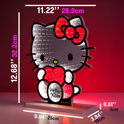 Hello Kitty Sanrio 3D LED Light, Infinity Mirror Effect, USB Night Light, Room Decor, Bedroom Lamp, Kawaii Gifts for Girls Teens Women (Multi Hello Kitty)