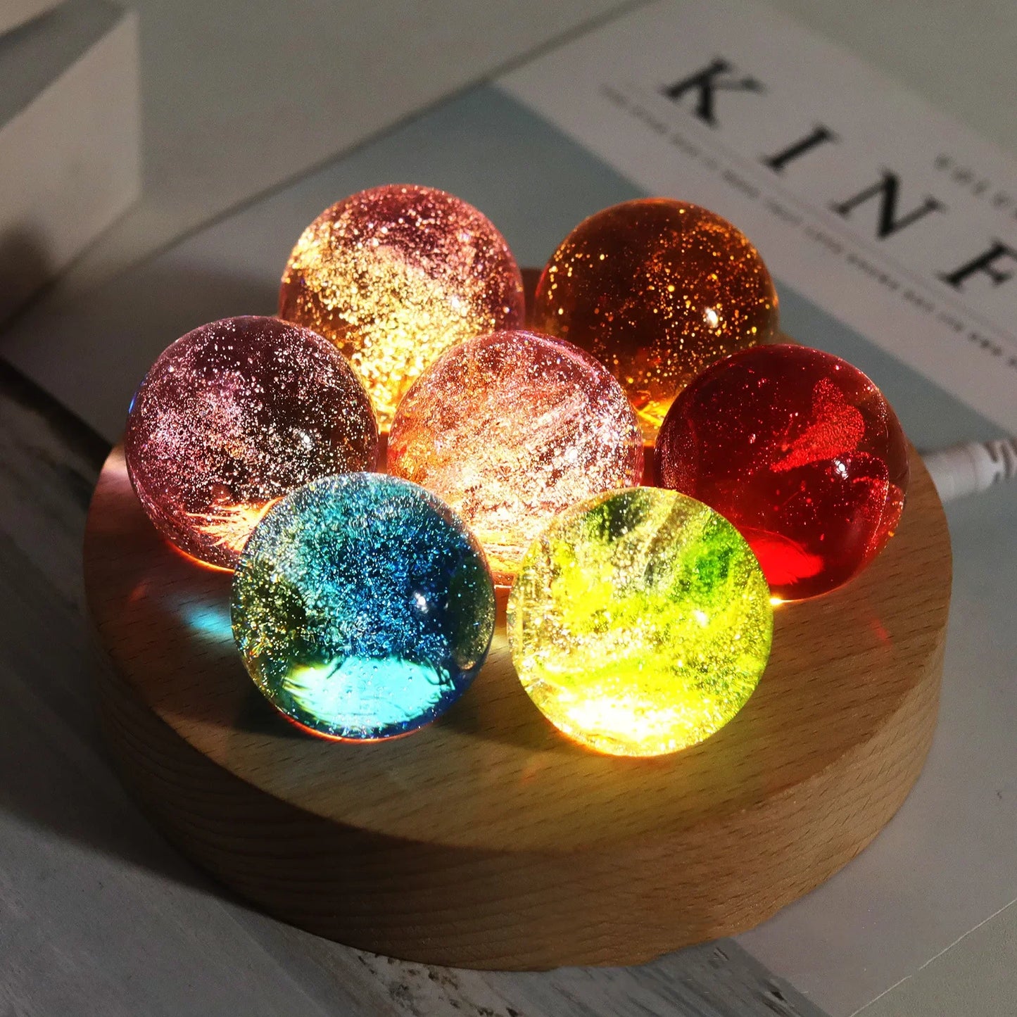 Glowing crystal galaxy ball – luminous color-changing night light and cosmic room décor