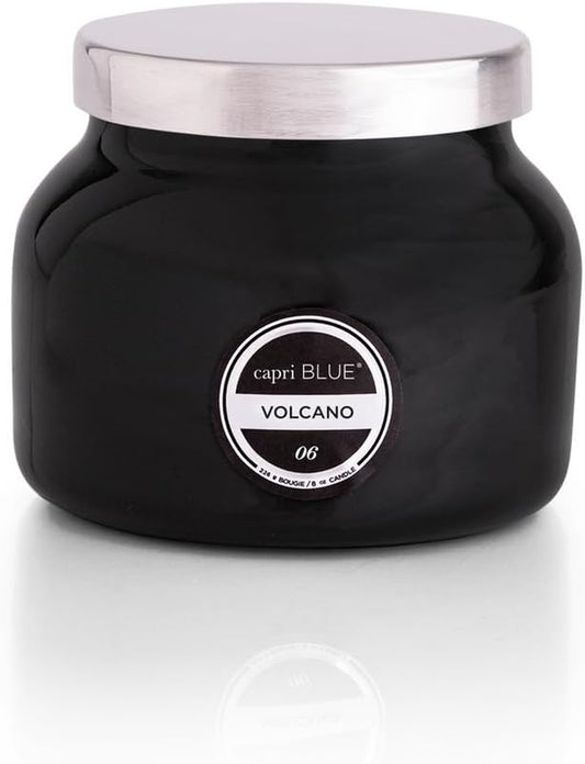 Capri Blue Volcano Scented, Glass Jar Candles for Home with Tropical Fruit & Sugared Citrus, Soy Wax Blend, Black Color (8 Oz)