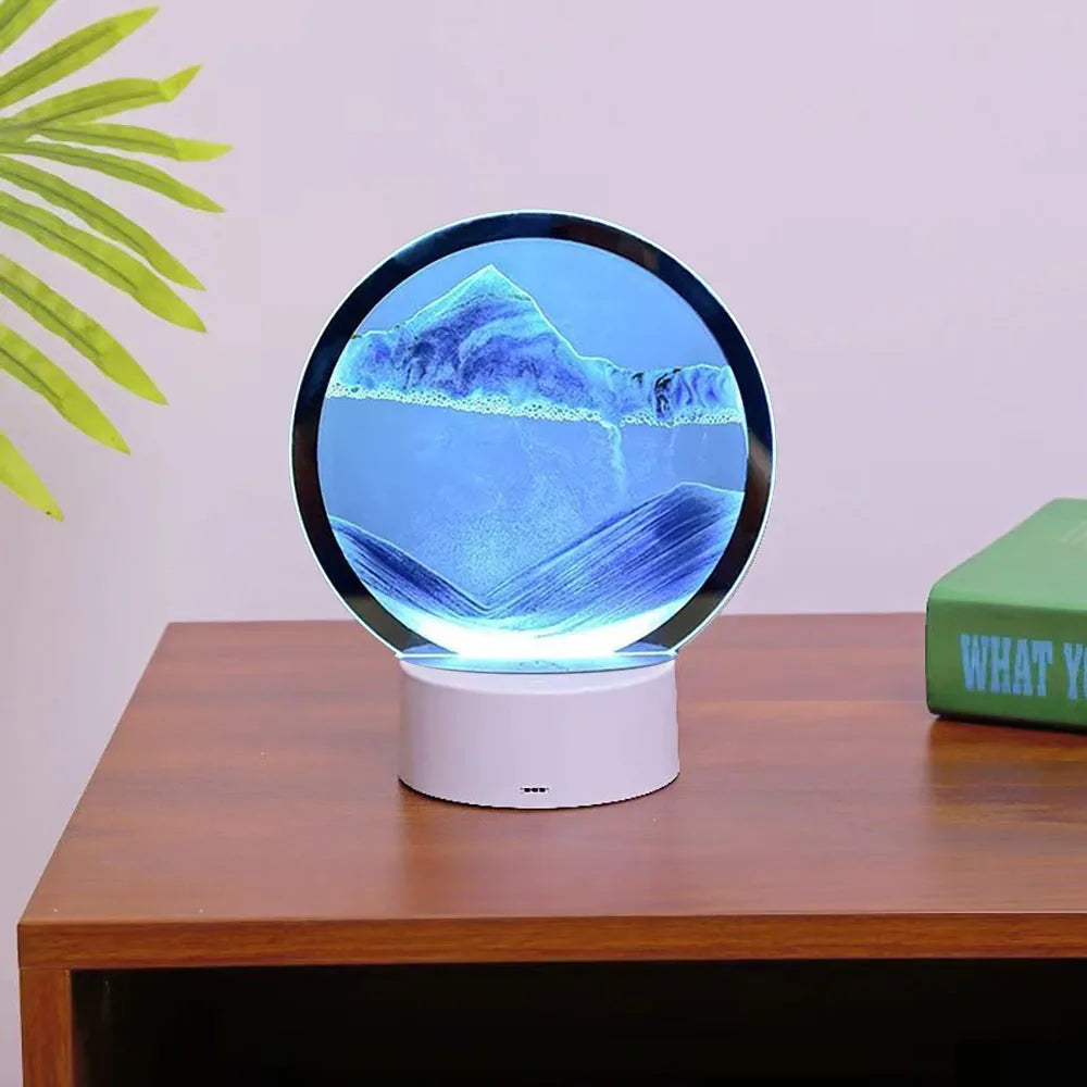 3D Quicksand Lamp Atmosphere Light Ornament Creative Gift Hourglass Night Lamp Table Lamp Office Company Bedroom Decoration