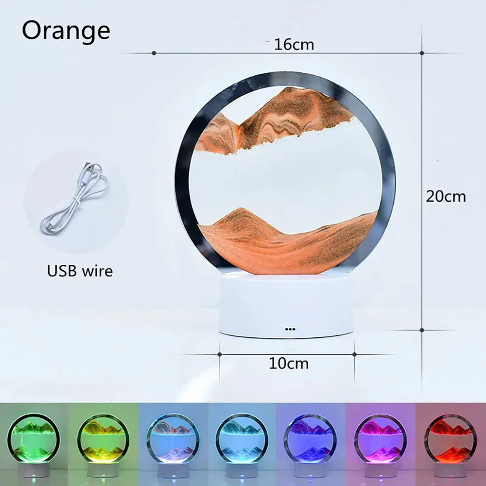 3D Quicksand Lamp Atmosphere Light Ornament Creative Gift Hourglass Night Lamp Table Lamp Office Company Bedroom Decoration