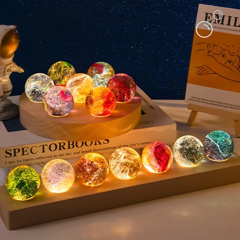 Glowing crystal galaxy ball – luminous color-changing night light and cosmic room décor