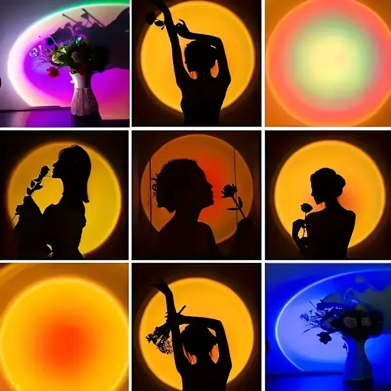1PC Sunset Light Projection Light with Remote Control 16-Color Night Light RGB Color Changing LED Light Bedroom Photography Prop