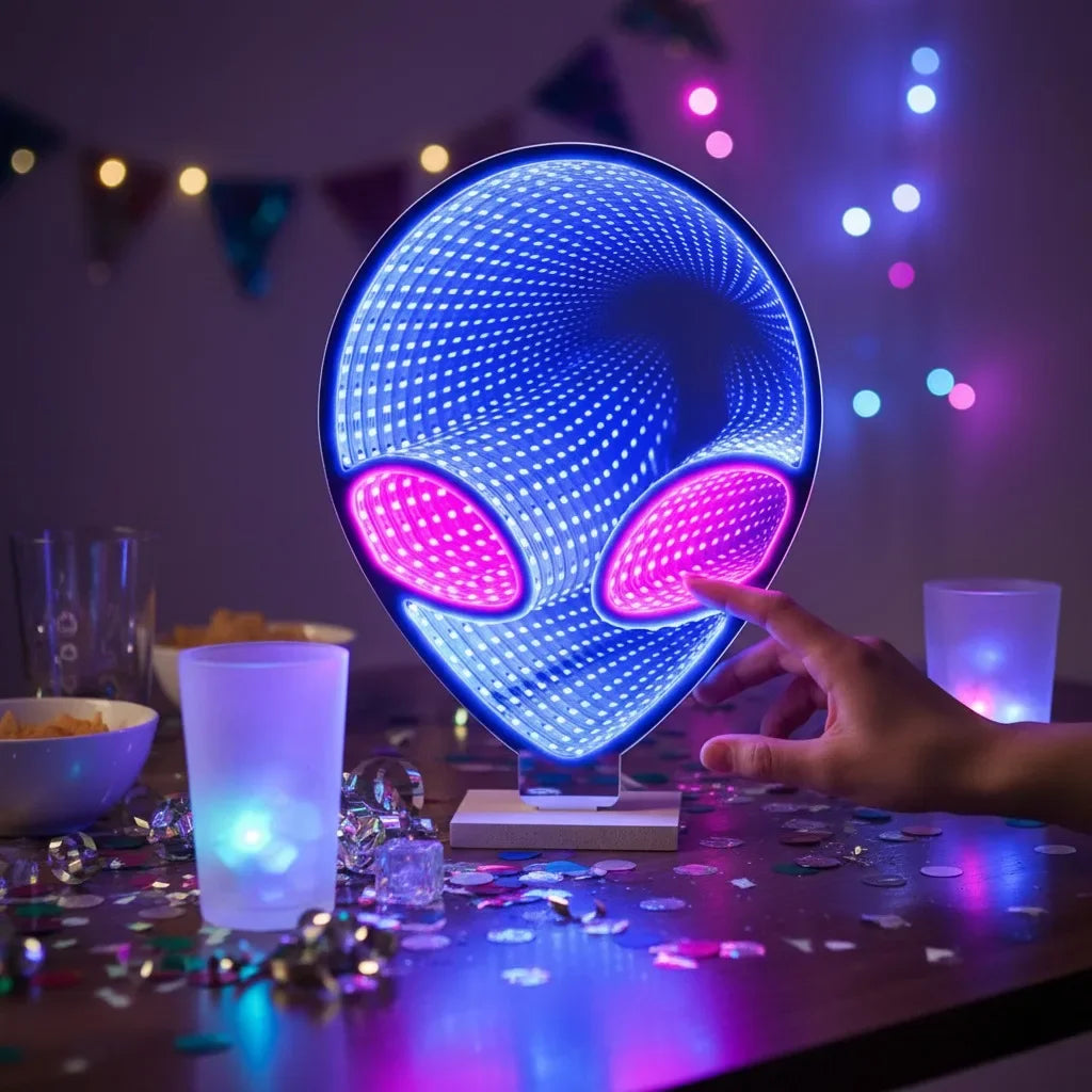 Infinity 3D Mirror LED Sign USB Powered with On/Off Switch -Ambience Lamp for Party Bedroom Living Room Home Decor Creative Gift
